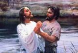 Al ser bautizado Jesús por Juan, se abre el cielo y el Padre lo reconoce como su hijo.