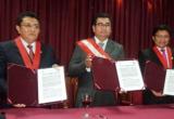 Presidente regional blindado por los titulares de las Cortes de Justicia de Ancash y Santa, tras firma de convenio. (Foto: Archivo)
