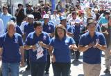 La candidata a la presidencia regional Tania Ruíz estuvo flanqueada por candidatos locales.