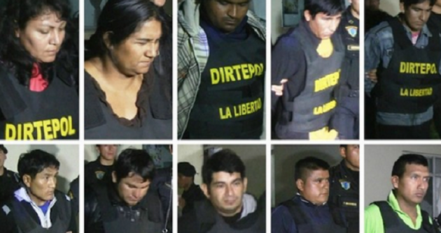 Presuntos integrantes de la banda criminal "Dragón Rojo- Nueva Era". (Foto PNP)