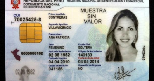 Modelo del DNI electrónico que viene desarrollando el Reniec.