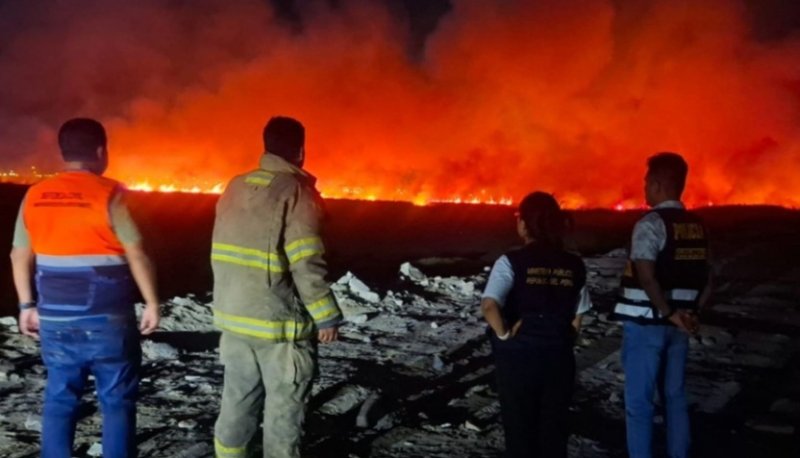 Incendio forestal, presuntamente provocado, consume más de 10 hectáreas de humedales en Nuevo Chimbote