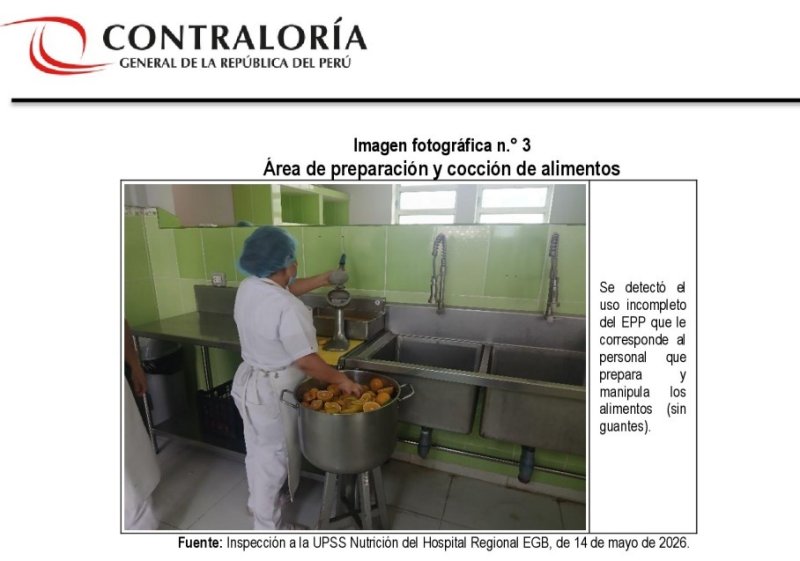 Contraloría alerta riesgos en preparación y calidad de alimentos para pacientes y personal de salud del Hospital Regional de Nuevo Chimbote