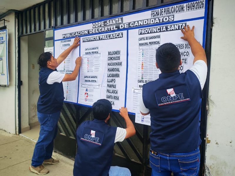 ODPE Santa publica cartel de candidatos en distritos y centros poblados