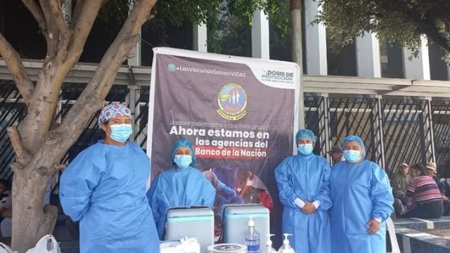 Instalan centro de vacunación contra la Covid-19 en Banco de la Nación de Chimbote