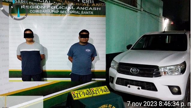 Detienen en Santa a dos sujetos implicados en robo de camioneta en Trujillo