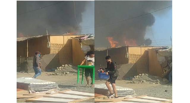 Voraz incendio arrasa con ranchos en el asentamiento humano Yoselin Álvarez de Nuevo Chimbote (VIDEO)