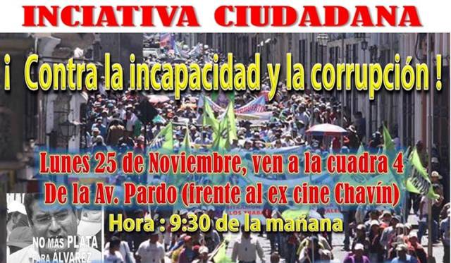 Plantón ciudadano ¡No más plata para Álvarez! en Chimbote y Huaraz