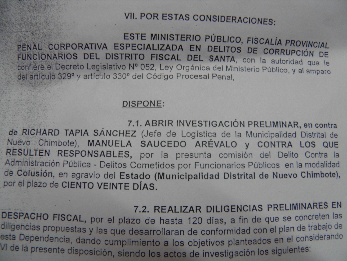 Nuevo Chimbote: Aperturan investigación a jefe de Logística de la comuna por delito de peculado
