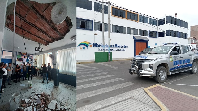 Nuevo Chimbote: techo de colegio privado se desprende y 5 niños resultan heridos