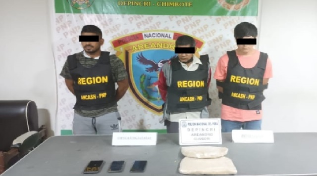 Caen tres sujetos con 4 kilos de Pasta Básica de Cocaína en Chimbote