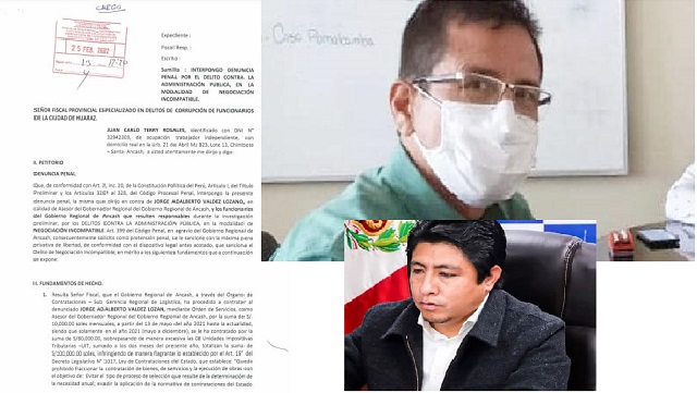 Cuestionado asesor del gobernador de Áncash fue denunciado ante fiscalía Anticorrupción