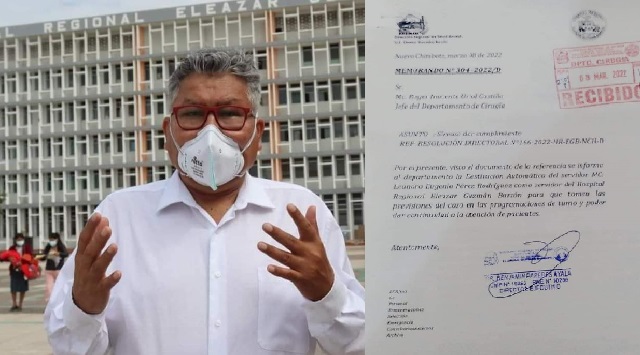 Destituyen a médico Leandro Pérez por segunda vez del Hospital Regional 