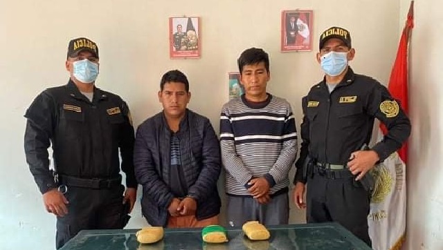 Áncash: caen dos sujetos transportando 1 kilo y medio de clorhidrato de cocaína