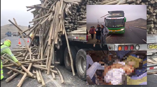 Casma: 1 muerto y 6 heridos en violento choque entre dos buses y un camión en la Panamericana Norte