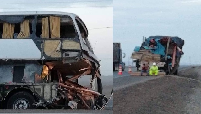 Cinco heridos en choque entre un bus y un tráiler en la Panamericana Norte, en la provincia de Huarmey