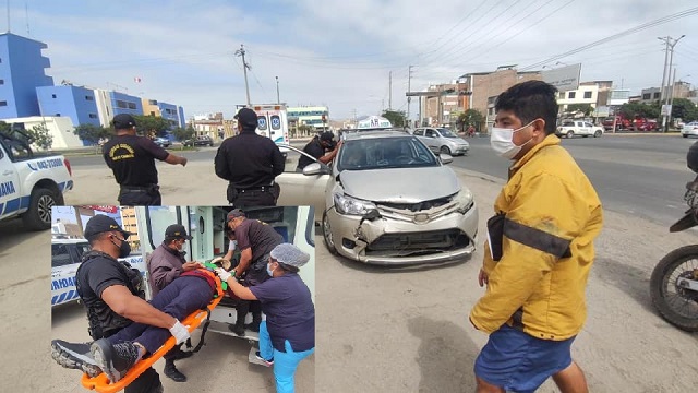 Pasajera resultó herida en violento choque en la avenida Pacífico en Nuevo Chimbote