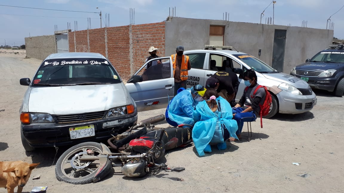 Motociclista se fracturó la pierna tras impactar su unidad contra un automóvil en Nuevo Chimbote