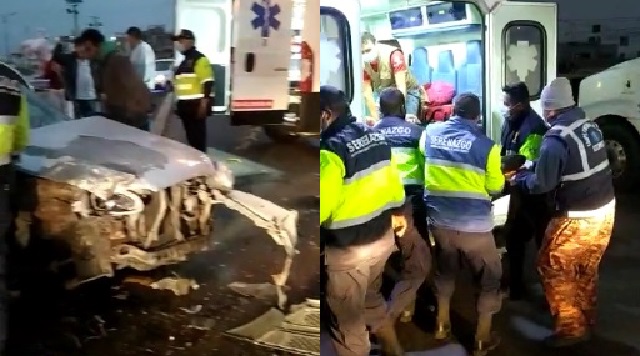 Cinco heridos en violento choque frontal de vehículos en Nuevo Chimbote