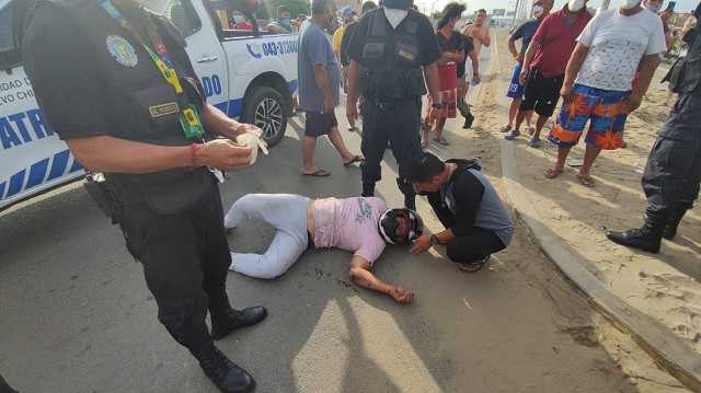 Motociclista sufrió violento accidente en avenida Pacífico de Nuevo Chimbote