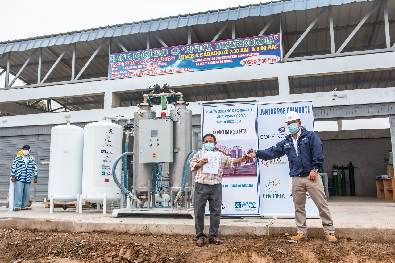 Aproferrol entrega segunda planta de oxígeno para enfrentar pandemia en Chimbote
