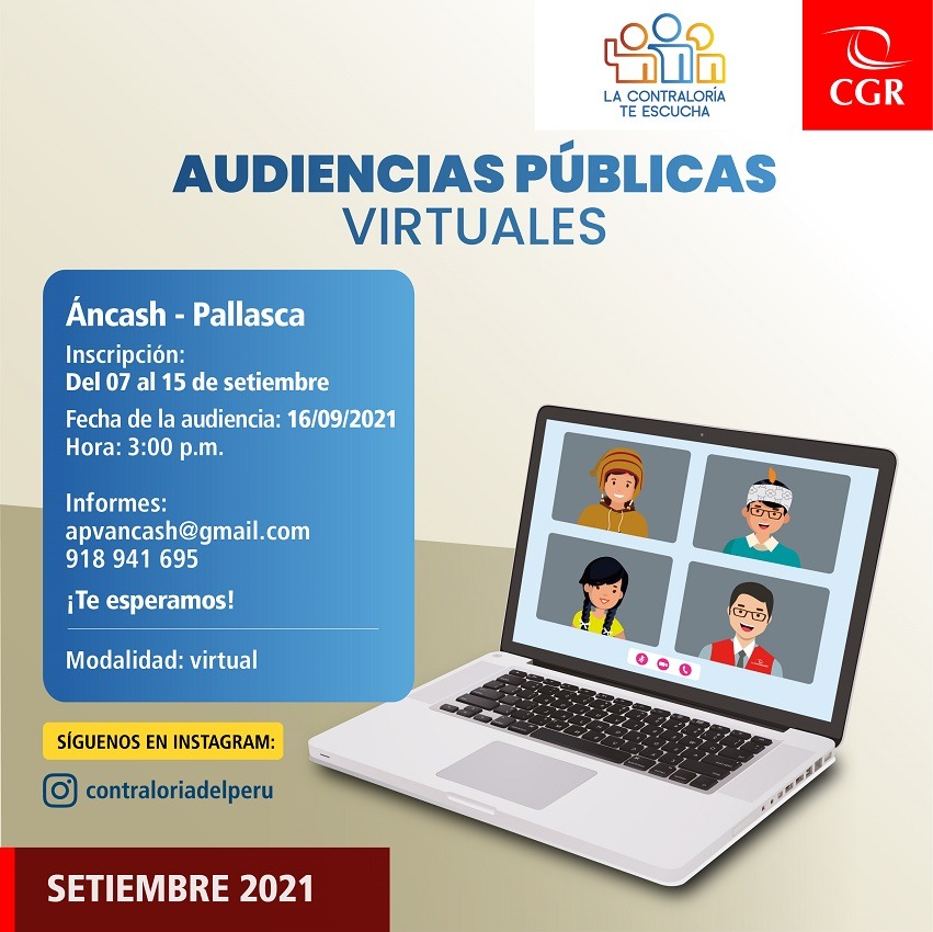 Contraloría realizará audiencias públicas en provincias de Pallasca, Bolognesi y Huari 