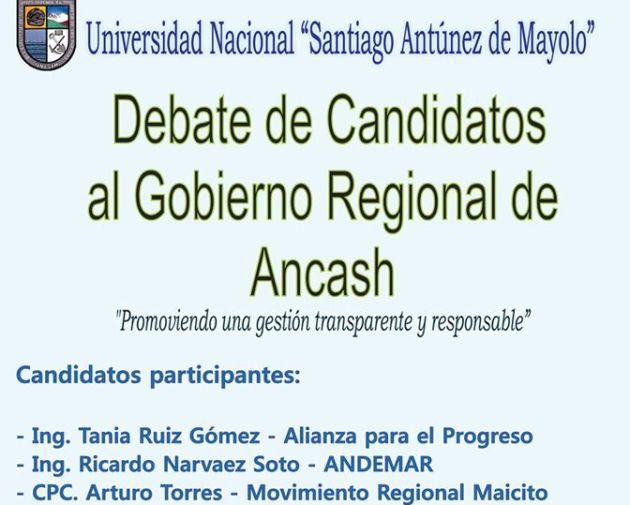 Huaraz: Este 17 de septiembre será debate de candidatos al gobierno regional de Áncash 