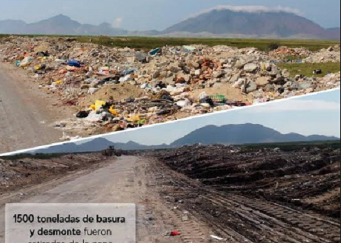 Mil 500 toneladas de basura y desmonte fueron retirados de vía de acceso a la playa “El Dorado”