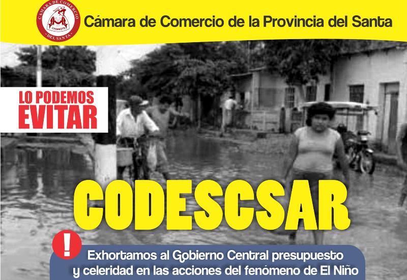 Cámara de Comercio del Santa y sociedad civil se unirán a marcha por fenómeno de El Niño