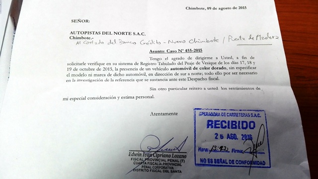 Fiscalía investiga un tercer carro que habría intervenido en asesinato de exalcalde de Samanco