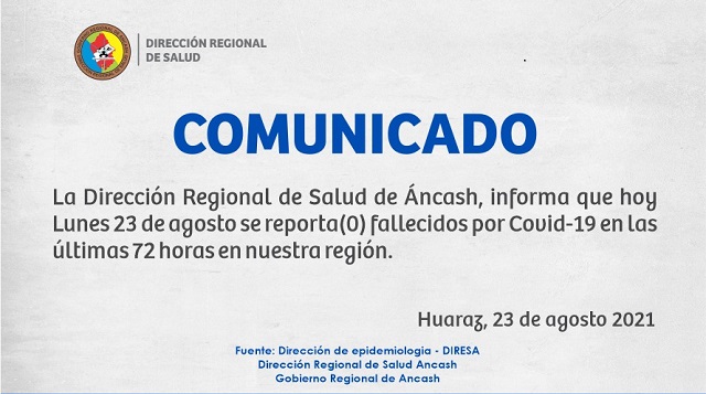 Cero fallecidos por Covid-19 en Áncash en los últimos 3 días y aprueban plan por Tercera Ola