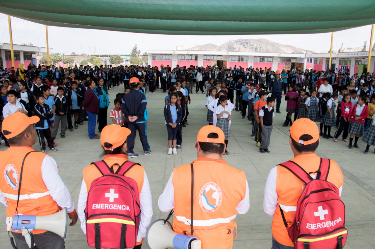 Defensa Civil de MPS participó en simulacro escolar de sismo en colegio de Cascajal