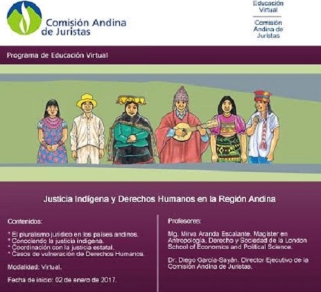 Dictarán cursos virtuales sobre justicia indígena y derechos humanos en la región Andina