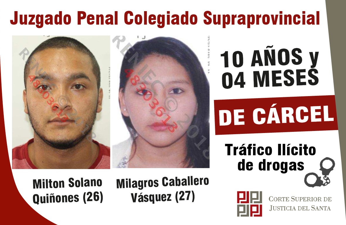 Pareja que intentó desaparecer droga en servicios higiénicos pasará más de 10 años en prisión