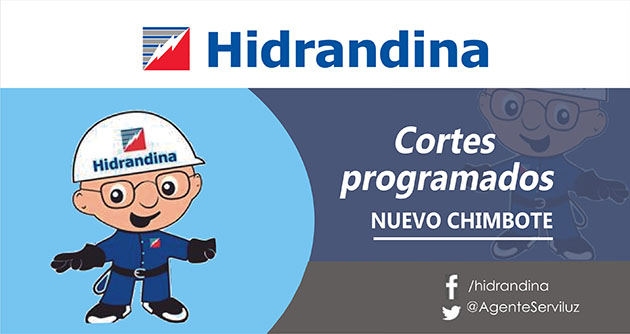 Hidrandina programa corte de energía en Villa del Mar
