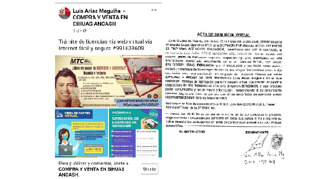 Delincuentes crean cuenta falsa y toman nombre de director de circulación vial de Áncash