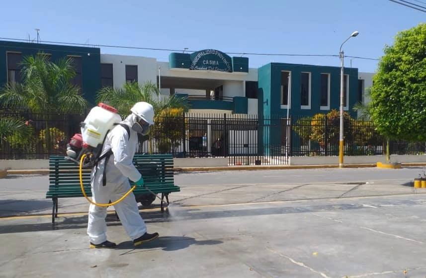 Coer Áncash desinfecta varios sectores de Casma y Huarmey en prevención del coronavirus