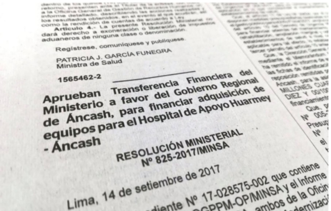 Destinan 3 millones para compra de equipos al Hospital de Huarmey