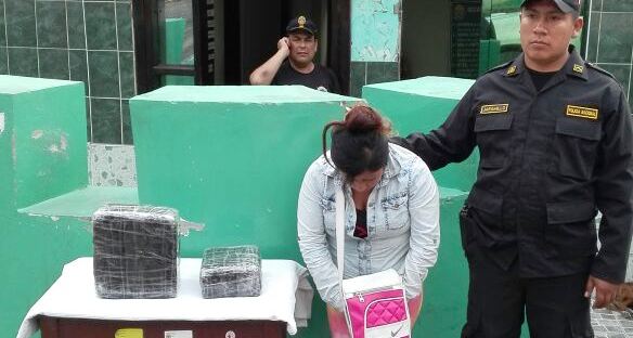 Policía de Chuquicara detiene a mujer con 13 kilos de marihuana en bus interprovincial