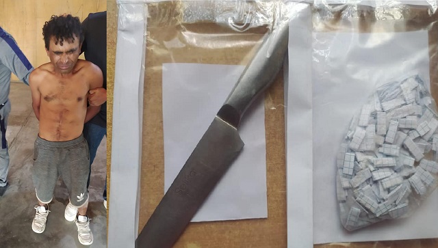 Sujeto alias "Yo No Fui" cayó con 200 ketes de PBC y un cuchillo en Nuevo Chimbote