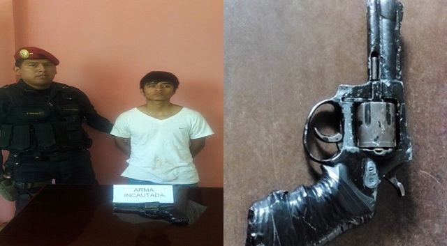 Detienen a delincuente cuando apuntaba con su revólver en la cabeza a trabajador en Coishco