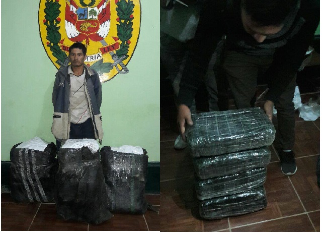 Policía de Huaraz detiene a sujeto que cargaba 41 kilogramos de marihuana