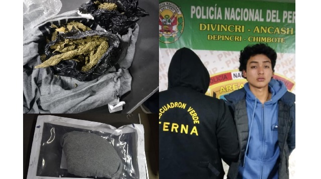 Policías detienen a joven con 1 kilo de marihuana en el centro de Chimbote