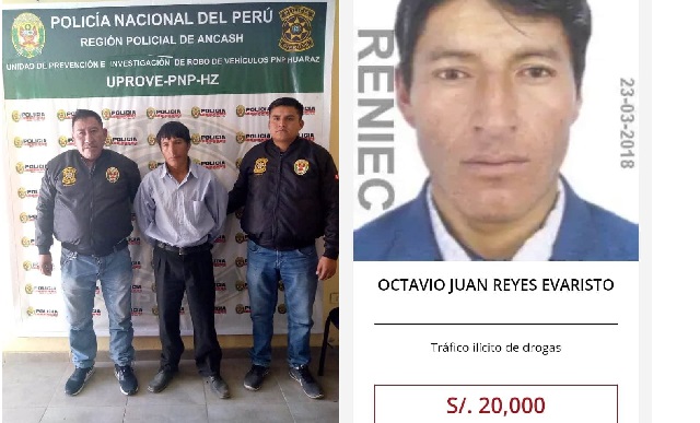 Cayó uno de “Los Más Buscados” que tenía tres requisitorias por tráfico de drogas en Áncash