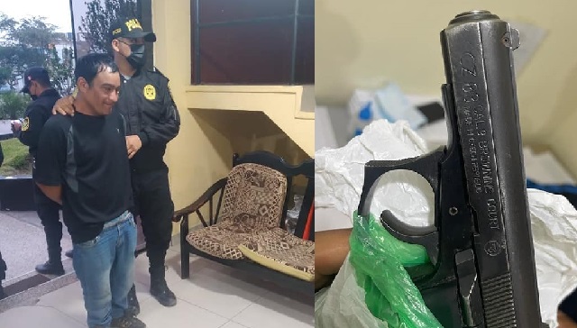 Cae sujeto que caminaba por las calles de Nuevo Chimbote portando una pistola