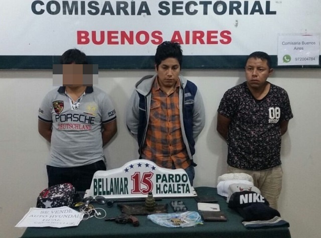 Interviene a 3 sujetos e incautan 1 granada de guerra, 1 revólver y municiones en Nuevo Chimbote