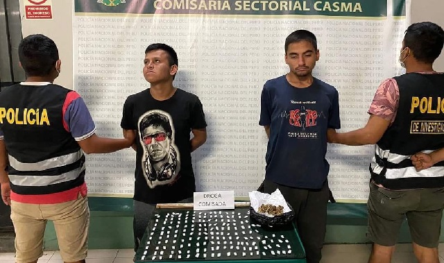 Policías detienen a dos presuntos vendedores de drogas en Casma