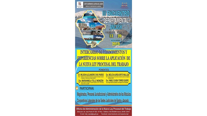 Módulo Laboral de Corte del Santa realizará encuentro departamental Chimbote - Huaraz sobre aplicación de NLPT