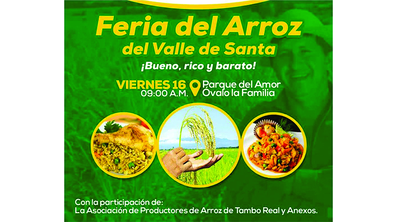Viernes 16: Feria del Arroz del valle del Santa en Nuevo Chimbote