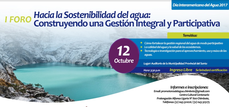 Foro sobre sostenibilidad del agua se realizará en Chimbote